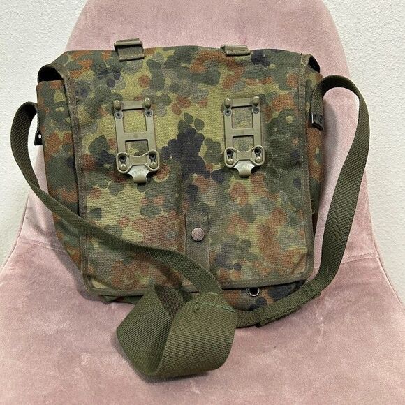 Schulze Brakel Rucksack German Canvas Military Field Bag Carry Buckle Camouflage - Picture 2 of 7